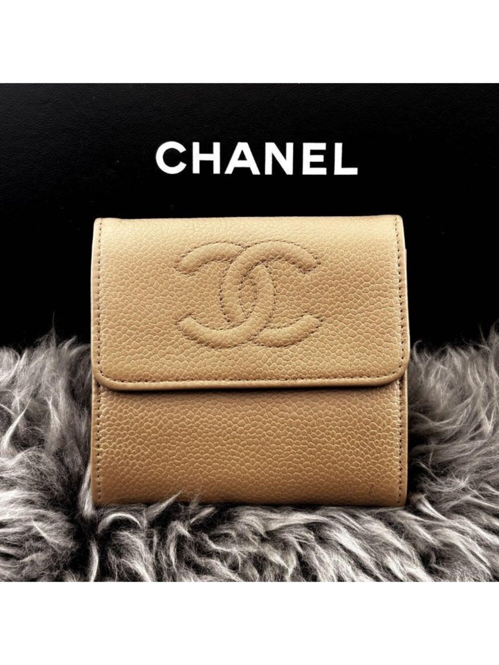 Chanel Wallet Coco Stitch Caviar Snap Trifold